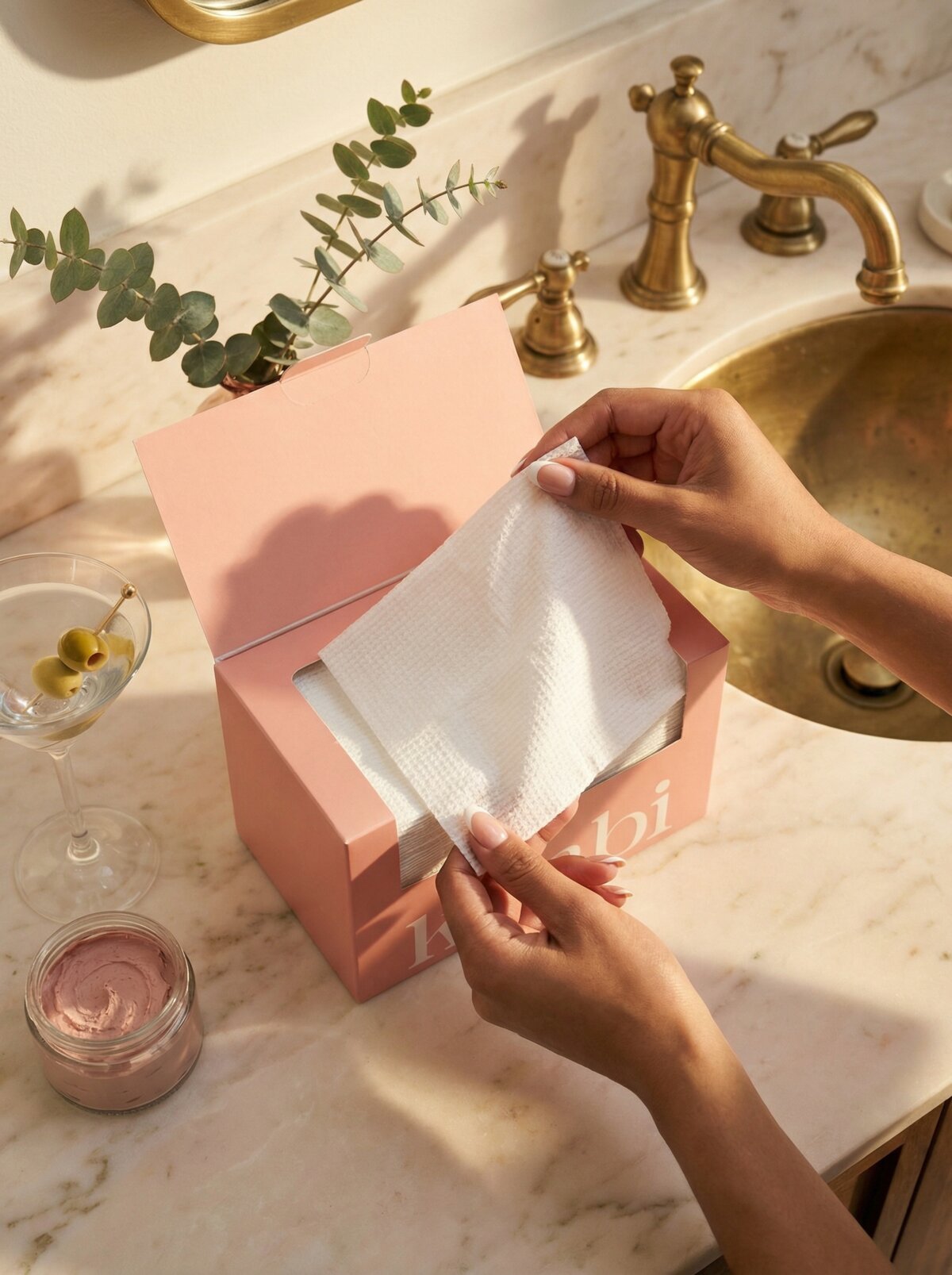 Kunbi Soft Serve, robe portrait, wiping face by the tub